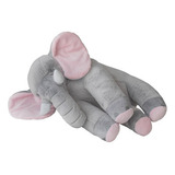 Almofada Travesseiro Elefante Bebê Pelúcia Cinza/rosa 80cm