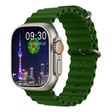 Amax Ultra Smartwatch Completo Com 2 Pulseiras Caixa Cinza Pulseira Verde Bisel Cinza Desenho Da Pulseira Milanese