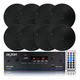 Amplificador Bt Som Ambiente+ 8 Caixas De Embutir 70w Pretas