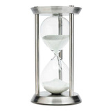 Ampulheta Decorativa Marca Uma Hora Grande Cor Prata 32 Cm