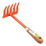 Ancinho Com 5 Dentes Cabo Madeira 27x12cm Laranja Tramontina