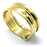 Anel Aliança 3 Aros Prata Em Banho Ouro 18k 467