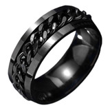 Anel Corrente Giratório Aço Inox Preto Punk Rock Ante Esress
