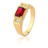 Anel De Ouro 18k Rubi Natural,