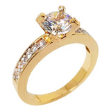 Anel Debutante Princesa Zirconia Noivado Banhado Ouro 18k