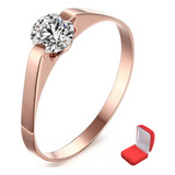Anel Feminino Banhado A Ouro Rose Com Cristal Aço Cirúrgico 