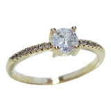 Anel Feminino Solitário Cristal Brilhante Luxo Banhado Ouro