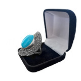 Anel Indiano Pedra 15x20 Azul+ Marcassita