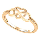 Anel Infinito Amor Prata 925 Dourada Ouro 18k - Exclusivo