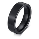 Anel Masculino Feminino Titanium Preto Aço Inoxidável 6mm