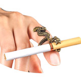 Anel Masculino Regulável Dragão Suporte Cigarro