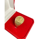 Anel Masculino São Jorge Moeda Antiga Luxo Cor Ouro 18k