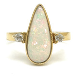 Anel Ouro 18k Opala Natural Gota Com Diamantes 22256 K580