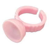 Anel Porta Cola Batoque Extensão De Cilios Cor Rosa 100 Unid
