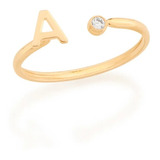 Anel Rommanel Ajustável Com Letra E Zirconia 512843 