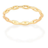 Anel Rommanel Folheado Ouro Skinny Elo Cadeado 513213