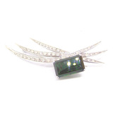 Anos 50 - Broche Com Diamantes E Turmalina Em Ouro Bco 