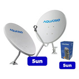Antena Banda Ku 5 Un 60cm Aquário Offset Parabólica Com Lnb