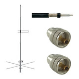 Antena Base Vhf 2x5/8 E 15m De Cabo Coaxial E Conectores Uhf