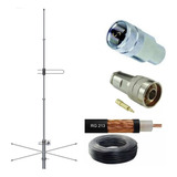 Antena Base Vhf 2×5/8 De Onda Pt Fm Conectores E 30m De Cabo