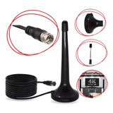Antena Tv Digital Interna Hdtv Uhf Amplificada Base Imã 3m