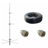 Antena Vhf Base 3x5/8 De Onda Com Conector E 50m Cabo Rg213