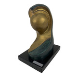 Antiga Escultura De Bronze Cabeça Feminina Assinada
