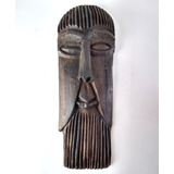 Antiga Escultura Mascara Em Madeira Africana