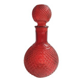 Antiga Garrafa Licoreira Vidro Vermelho Redonda Vintage 1l