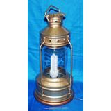 Antiga Luminária Lanterna Náutica Restaurada Em Aço Lampião