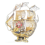 Antiga Miniatura Caravela Portugal Em Metal - R 8178