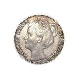 Antiga Moeda 1 Gulden 1909 Holanda Wilhelmina - Prata