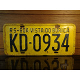 Antiga Placa Automotiva Amarela Dianteira Rs - Kd 0934