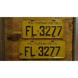 Antiga Placa Automotiva Amarela Par Rs - Fl 3277