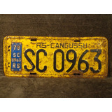 Antiga Placa Automotiva Amarela Rs - Sc 0963
