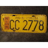 Antiga Placa Automotiva Amarela Traseira Rs - Cc 2778