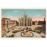 Antigo Cartão Postal - Italia - Milano- Piazza Del Duomo.