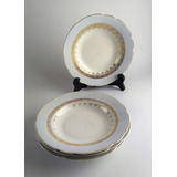 Antigo Cj 4 Pratos Fundos Em Porcelana Real 2619 Rrdeco