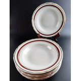 Antigo Cj De 6 Pratos Fundos Em Porcelana Real 5235 Rrdeco