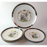 Antigo Jogo De Bolo Em Porcelana Dourado Schmidt 6412 Rrdeco