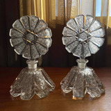 Antigo Raro Par Perfumeiros Art Deco Cristal Tcheco Lapidado
