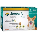 Antipulgas Simparic 40mg Cães 10,1 A 20kg C/1 Comprimido
