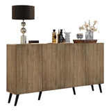 Aparador Buffet 4 Portas Retrô Veneza Multimóveis V3556 Cor Rustic/preto