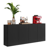 Aparador Buffet 4 Portas Veneza Multimóveis V3555 Cor Preto