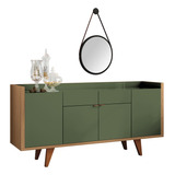 Aparador Buffet Havana Espelho Adnet Preto Verde Pistache