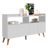 Aparador Buffet Multiuso Balcão Master 4 Portas Branco