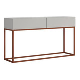 Aparador Eros Off White Com Pés Em Metal Base Cobre 