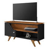 Aparador Rack 1 Porta Valencia Para Tv Até 50 Polegadas Moderno Premium Retrô Balcão Decorativo Cor Preto