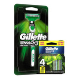 Aparelho De Barbear Gillette Mach3 Sensitive + 4 Cargas Kit