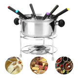 Aparelho De Fondue 10 Peças Aço Inox Chocolate Queijos Vinho